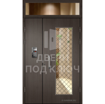 Порошковая дверь с фрамугой в подъезд ДПК-13842